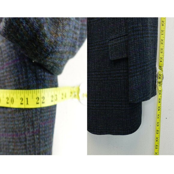 WOOLRICH Plaid Suit 42 Large Mens Wool Black Tweed Blazer Coat Notched Collar - Picture 7 of 12